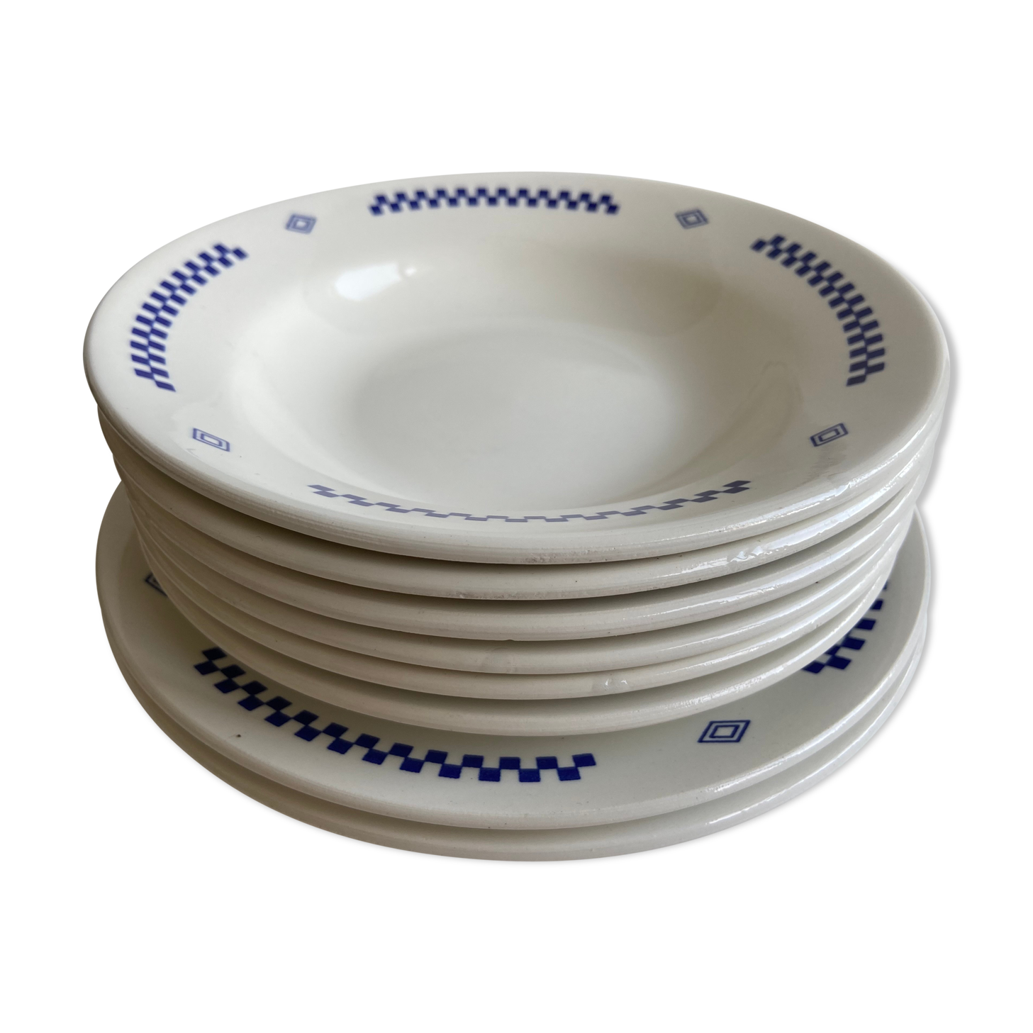 Set of 8 Lustucru hollow plates