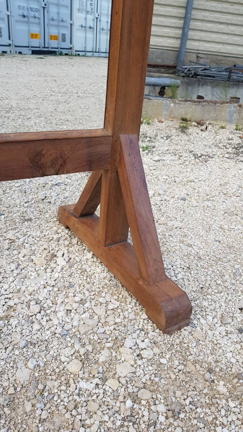 Screen - antique Burmese teak partition / 4 mirrored panels front and back