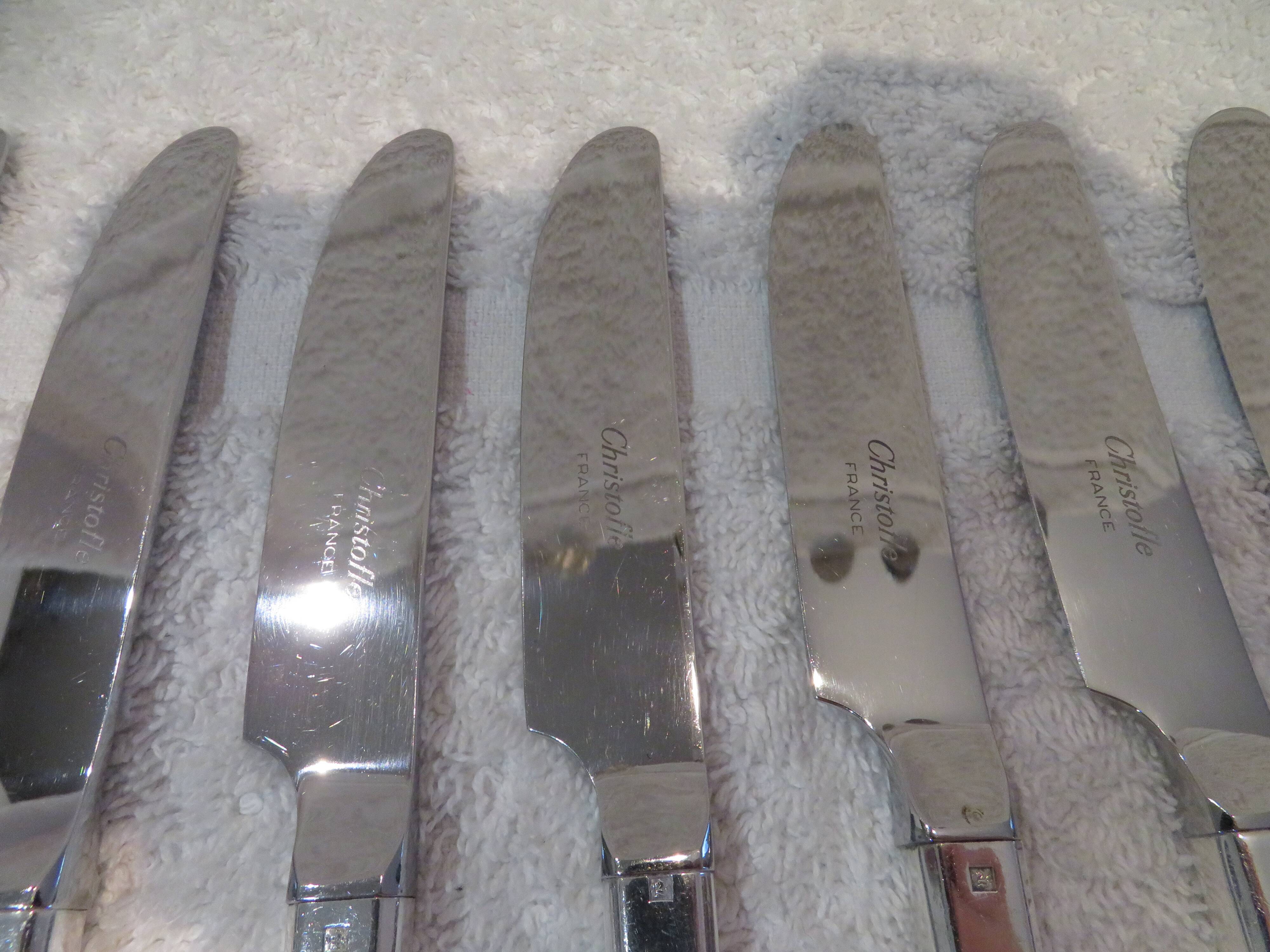 12 Christofle Concorde silver plated dessert knives, 19cm