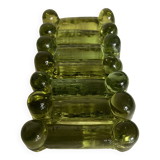 Set of 7 peridot green Biot glass knife holders 1970