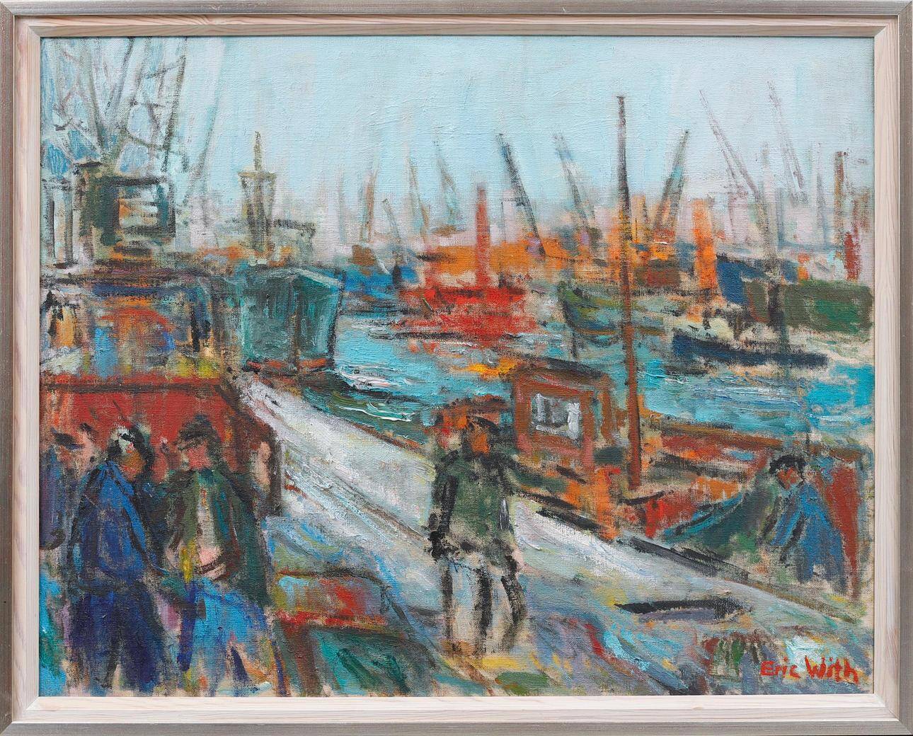 Swedish Oil on Canvas – “Port of Gothenburg” by Eric With