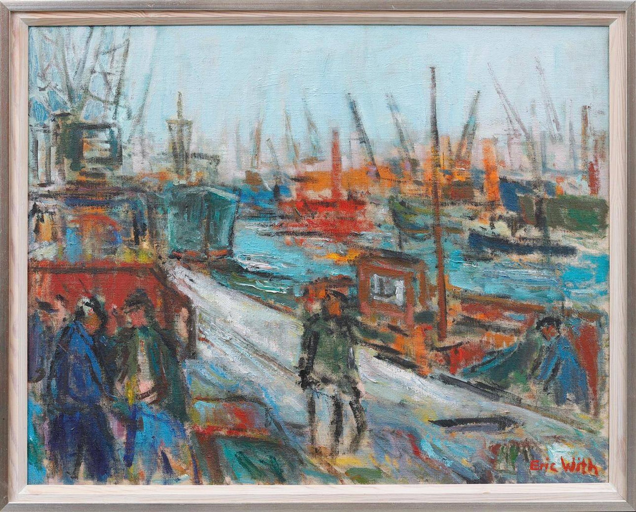 Huile sur toile suédoise – « Port de Göteborg » par Eric With