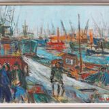 Swedish Oil on Canvas – “Port of Gothenburg” by Eric With