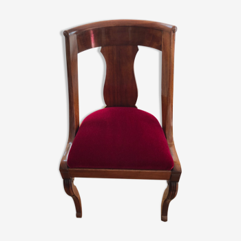 Chaise en acajou style empire avec assise velours rouge
