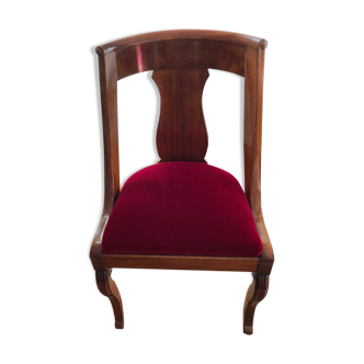 Empire style mahogany chair with red velvet seat