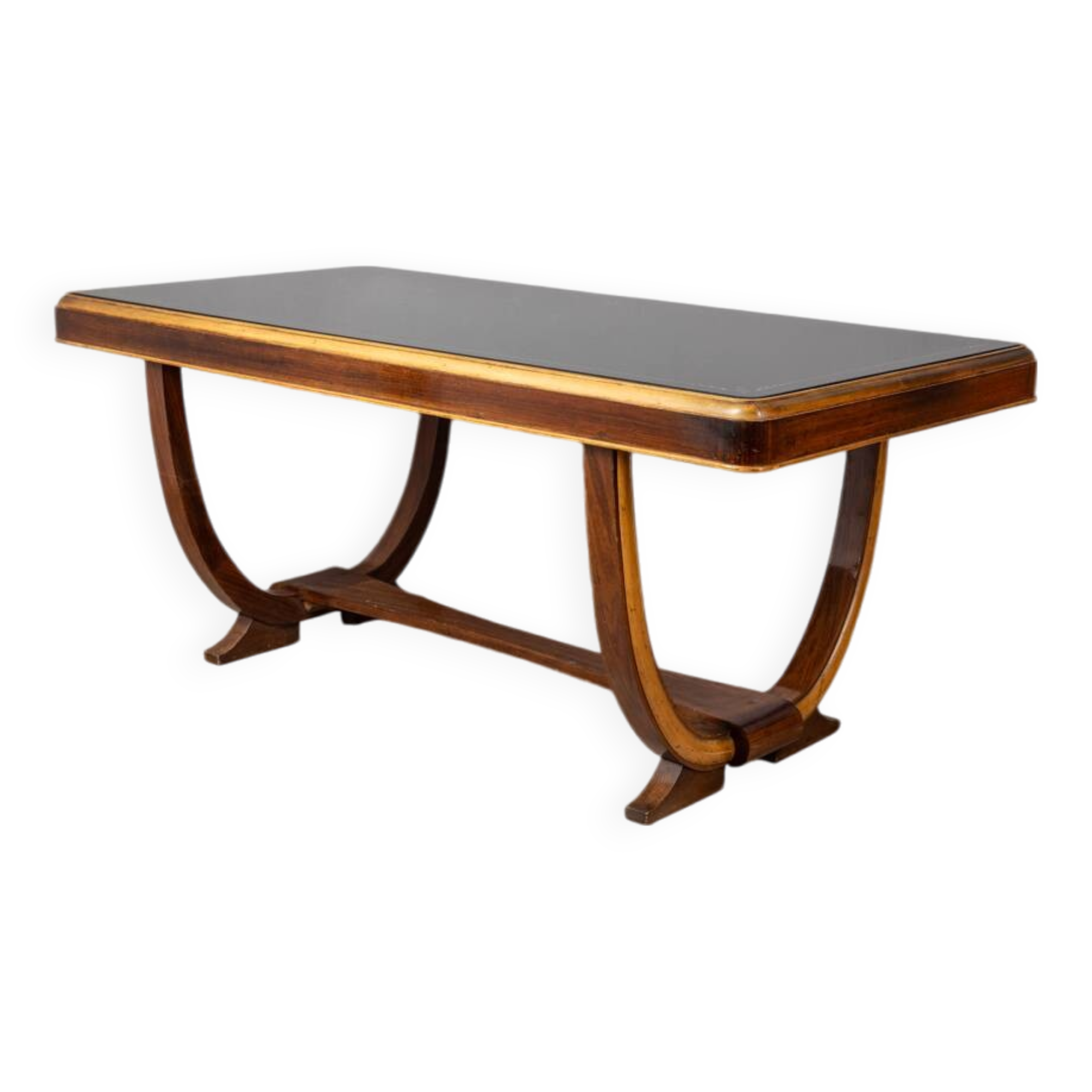 Table en bois et verre Art Déco, Italie années 1930