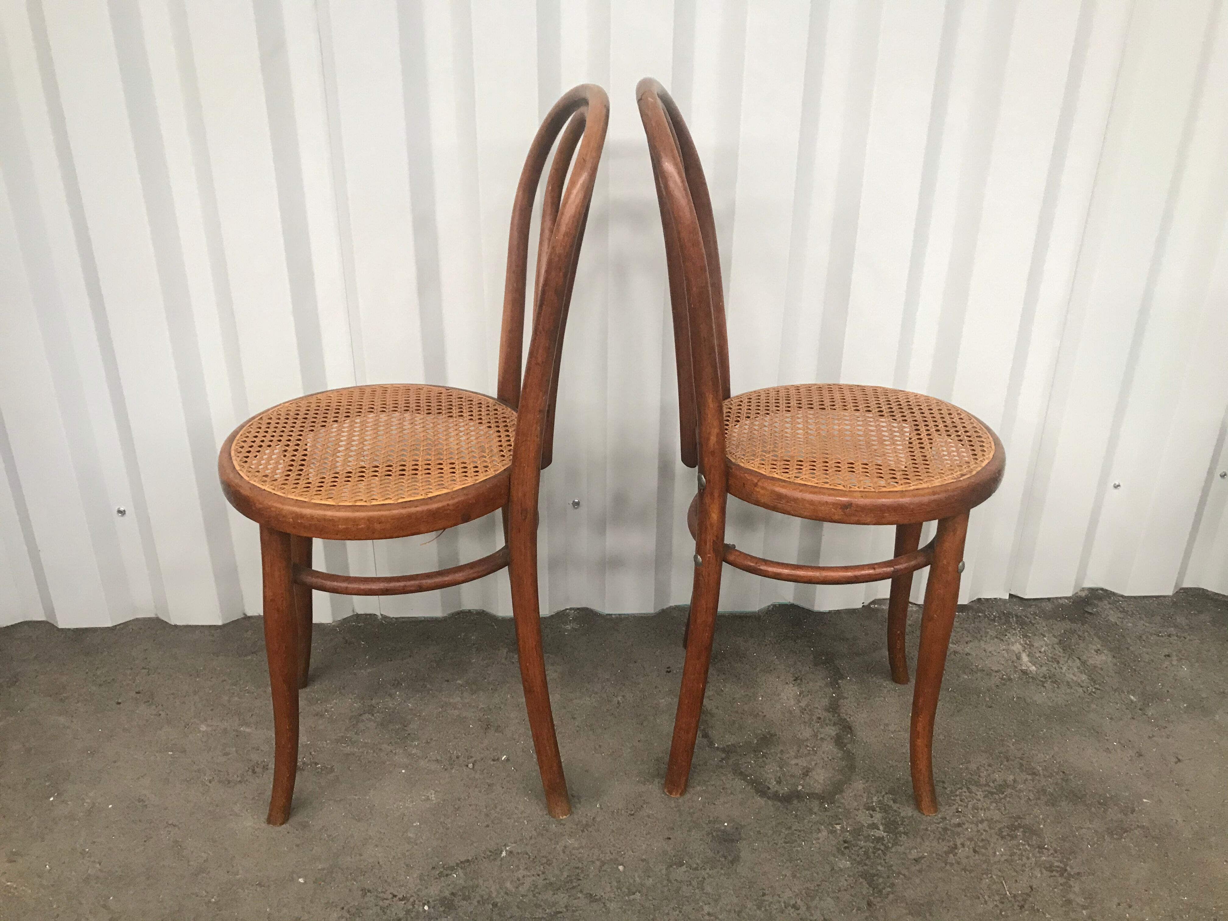 Pair of bistro chairs in canning Thonet