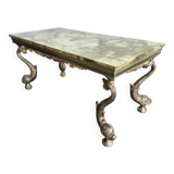Vintage onyx coffee table with koi legs