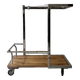 Vintage bar trolley in chrome steel and glass by Howard Miller circa 1970