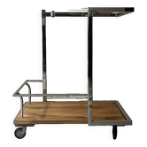 Vintage bar trolley in chrome steel and glass by Howard Miller circa 1970