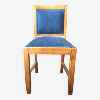 Solid wood chair - blue upholstery