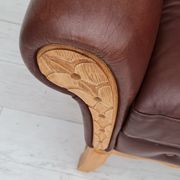 Fauteuil danois vintage, années 1970, cuir, bois de chêne