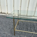 Vintage glass and brass coffee table