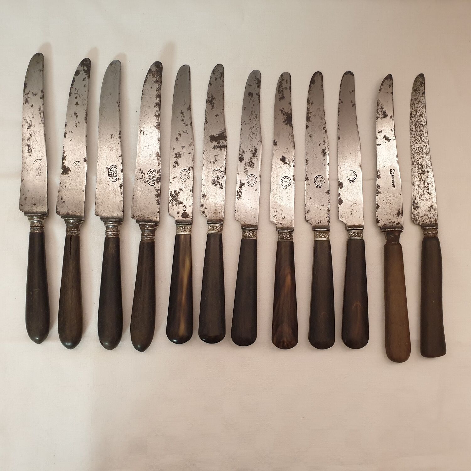12 antique horn handle knives
