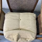 Colonial armchair in wood and canework