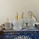 Set of three vintage pendant lamps in chiseled glass
