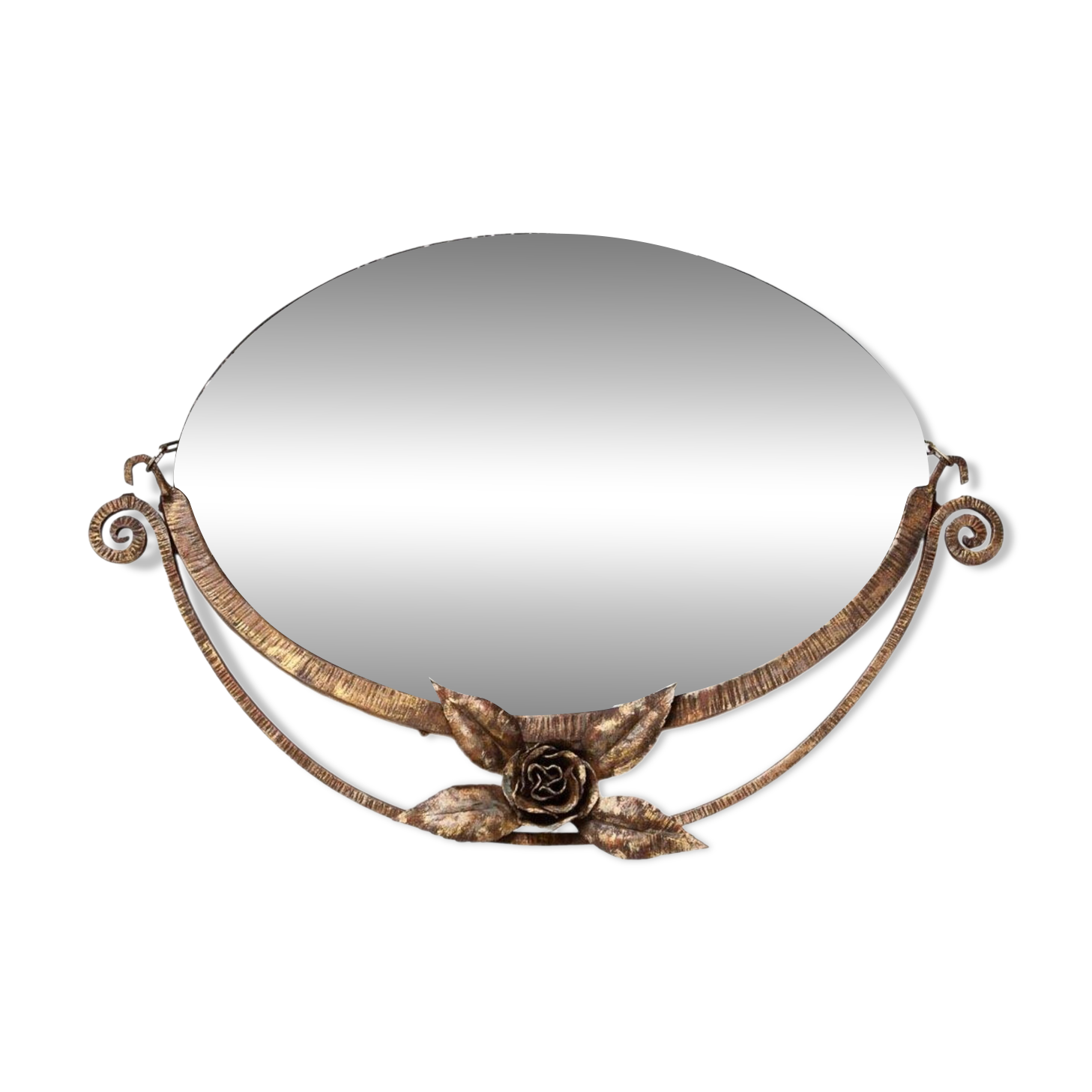 Old wrought iron mirror in the art deco style and period