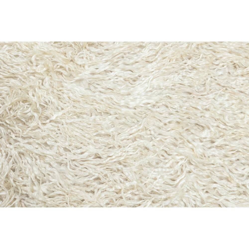 Vintage Handmade Shag Pile Rug Made of Natural Beige Mohair Wool