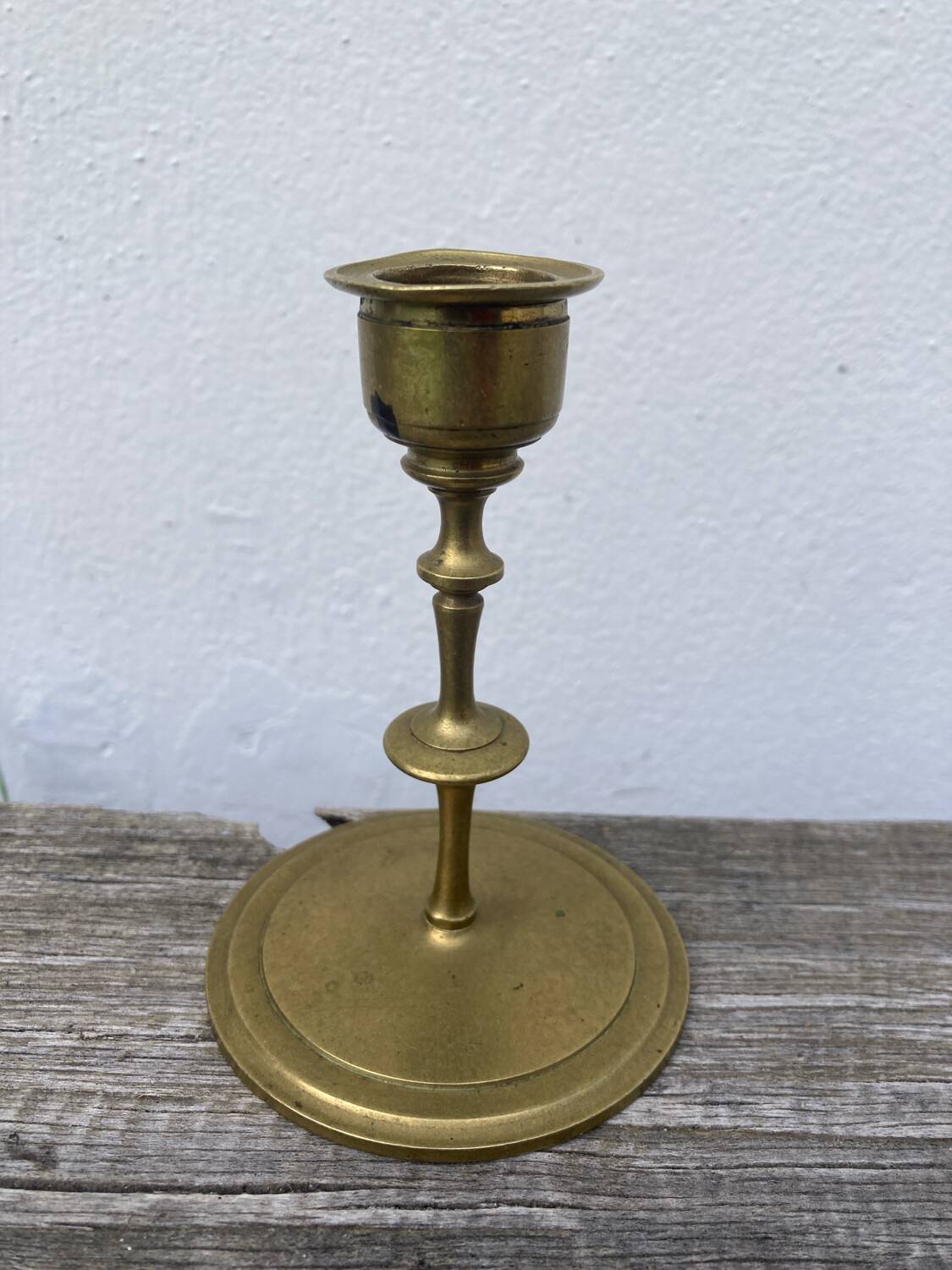 Petit bougeoir en laiton doré XIXer