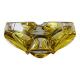 Vintage ashtray in yellow and transparent molded glass