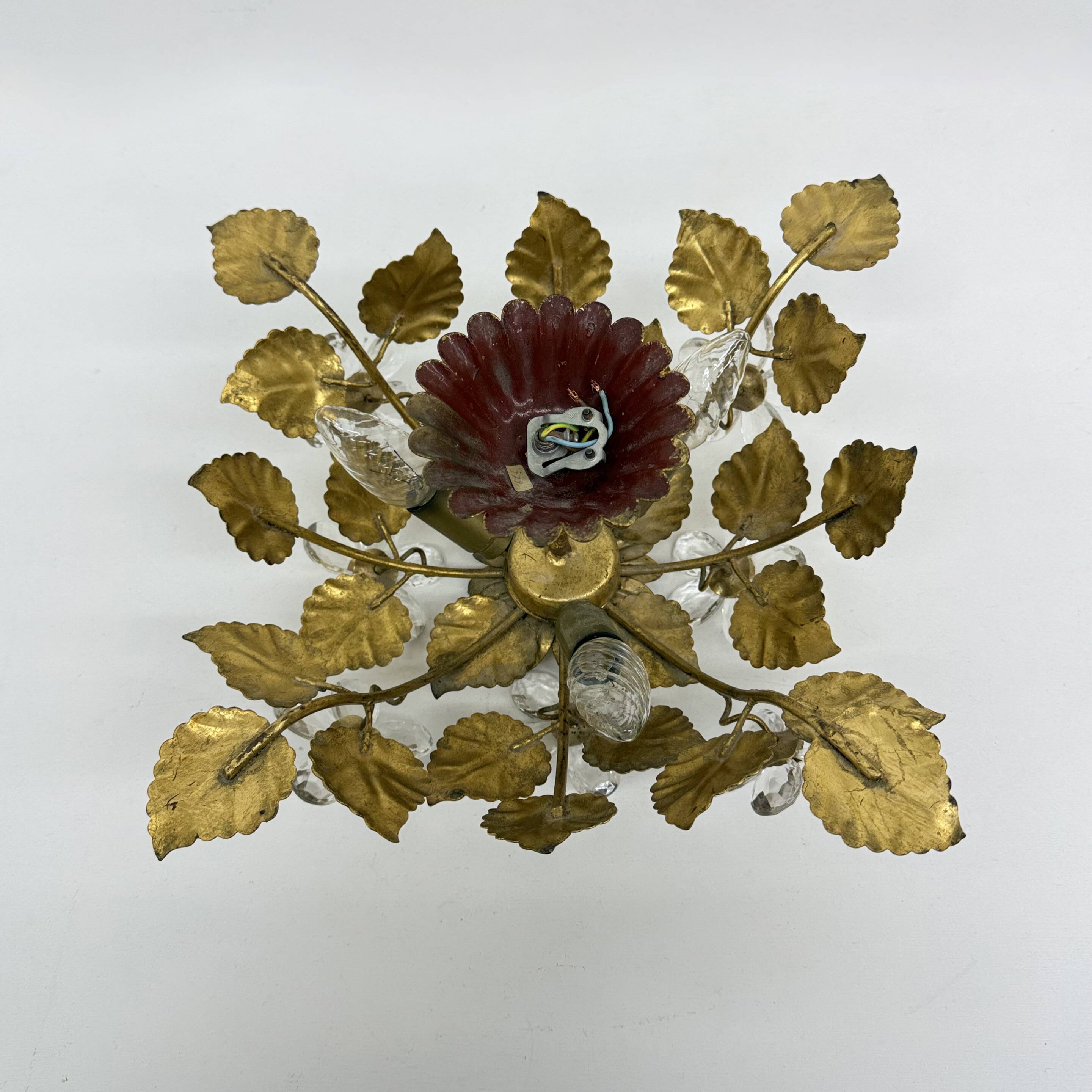 Mid-century design banci style ceiling lamp crystal flower , 1970sMid-centu