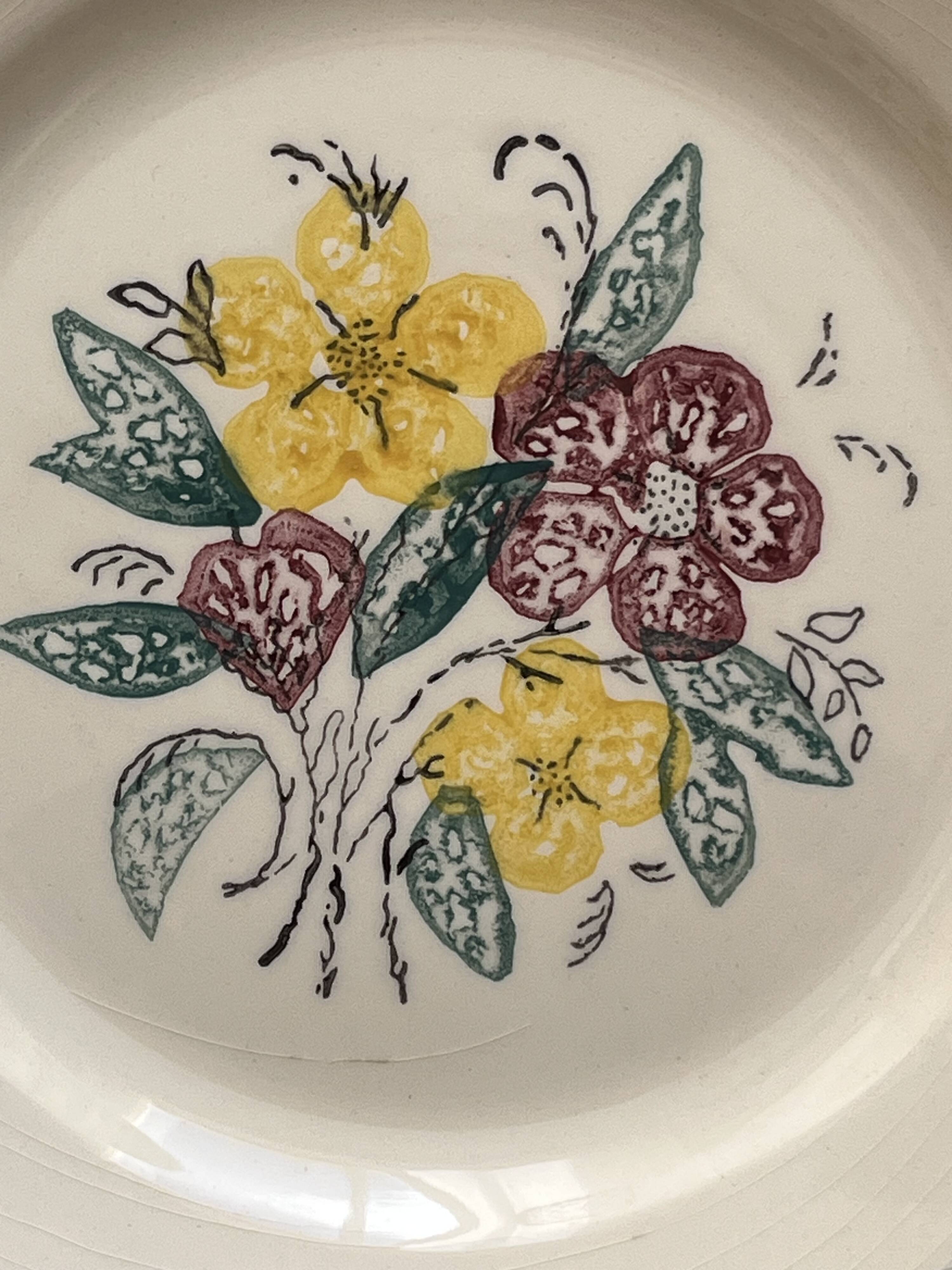 6 assiettes plates Digoin Sarreguemines années 40