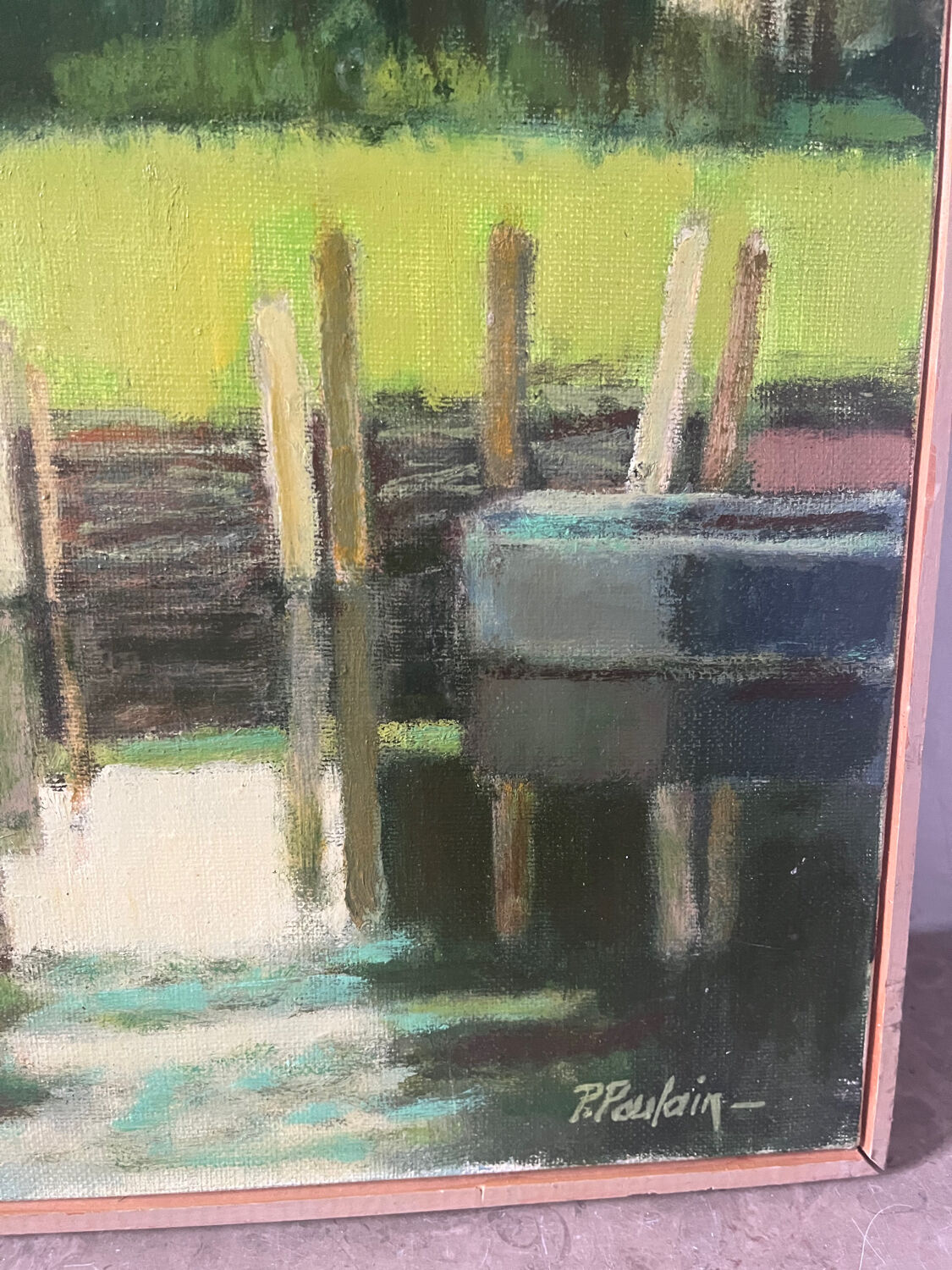 La Brière, Brittany, oil on canvas signed P Poulain