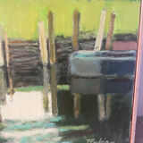 La Brière, Brittany, oil on canvas signed P Poulain