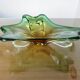 Vide poche en verre de Murano vert, ambre et transparent, années 60 70