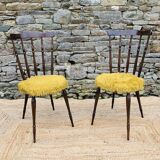 Paire de chaises moumoute jaune