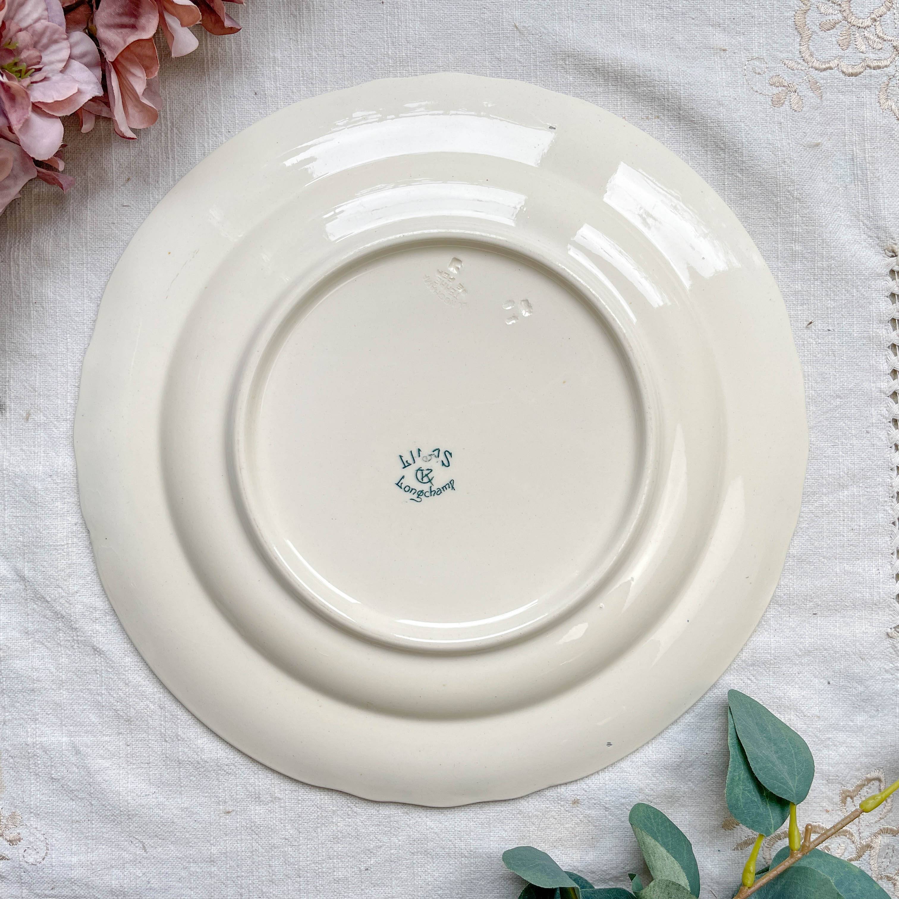 Antique round dish from Terre de Fer "Lilac" – Longchamp 19th century