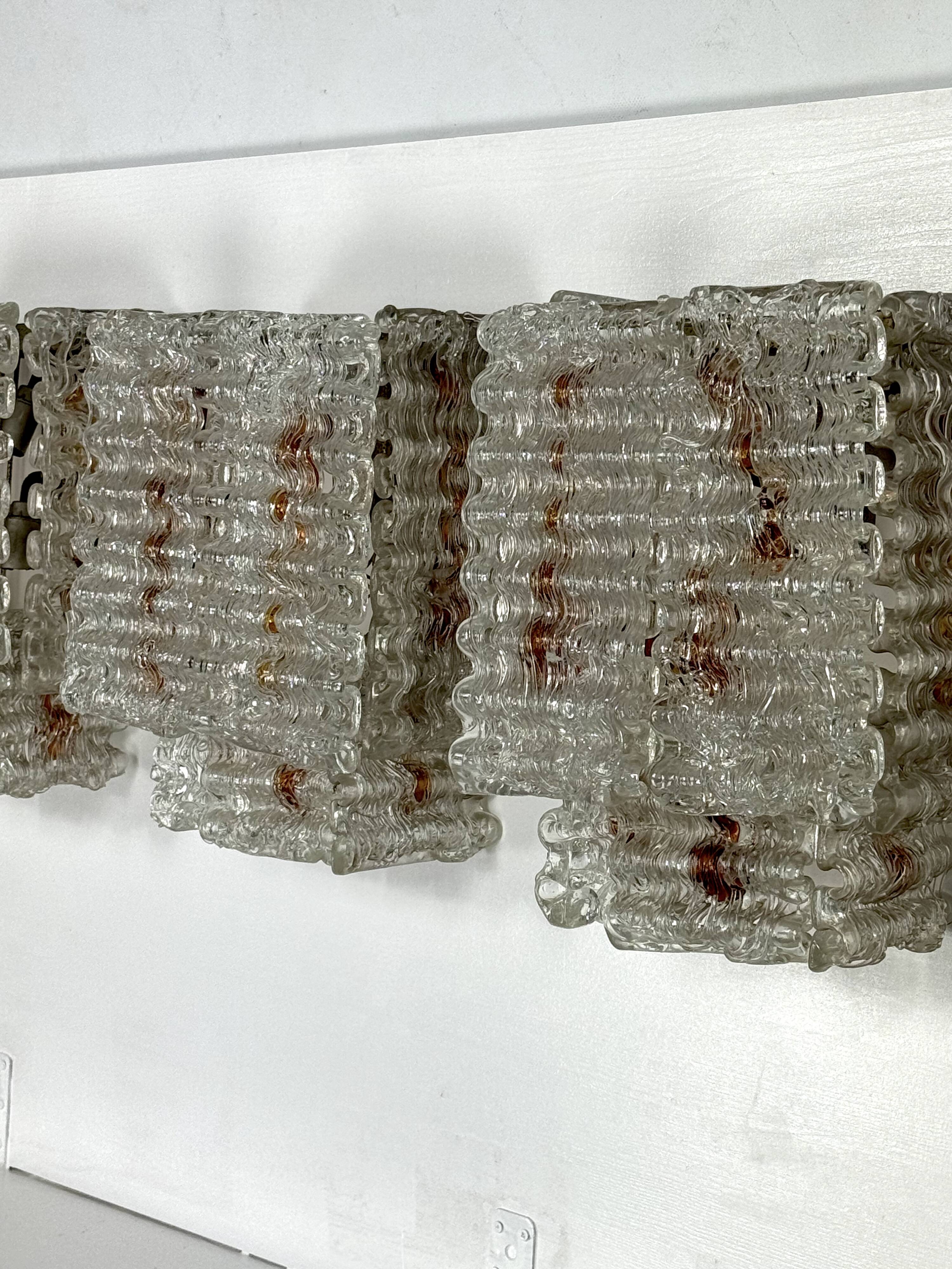 Set of four large wall lamps in murano glass elements by Poliarte. Italy 1970s