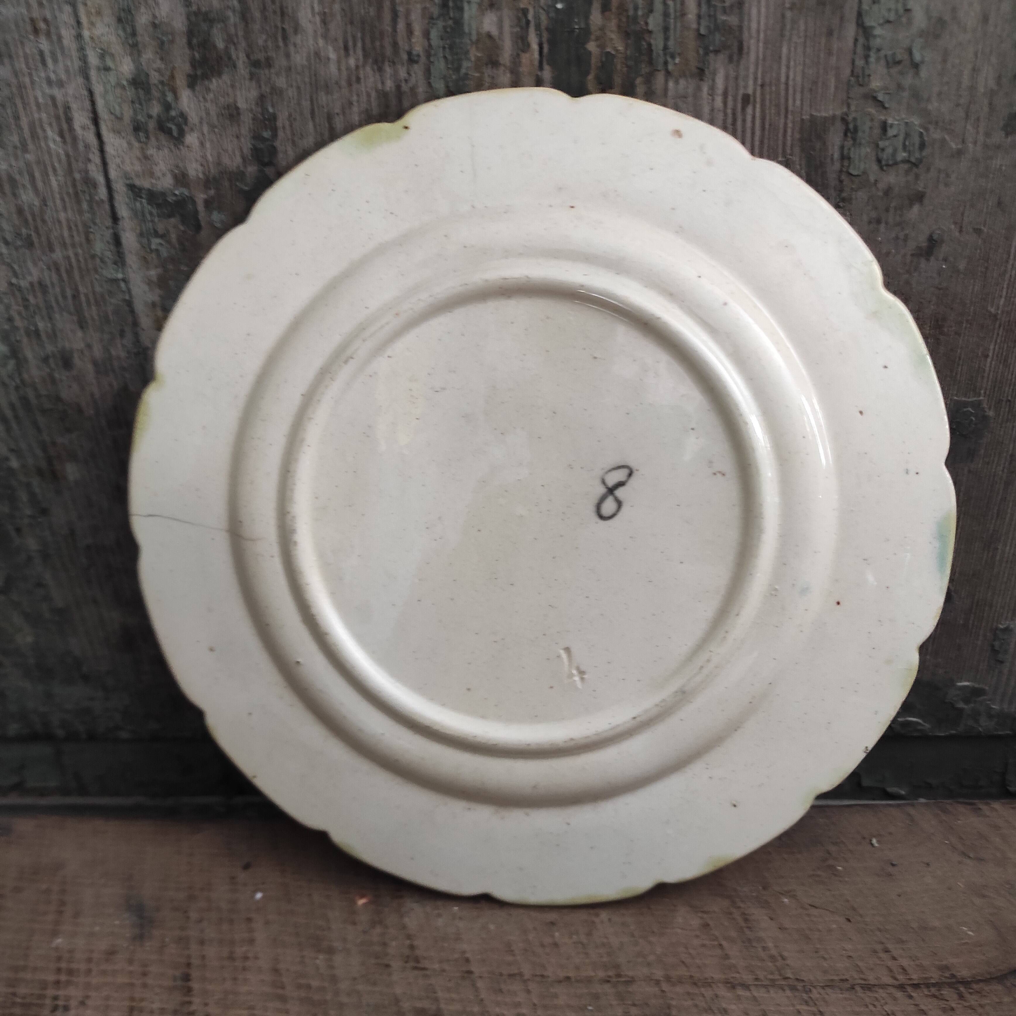 French antique asparagus dish, majolica, barbotine