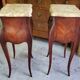 Pair of rosewood bedside tables with marble top