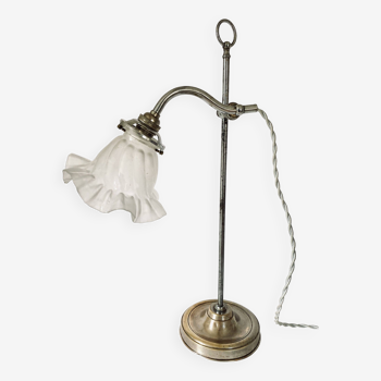 Lampe 1900, câble tissu tressé, tulipe verre au choix