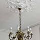 Lustre hollandais en laiton 8 feux années 60 - 85cmx1m23.