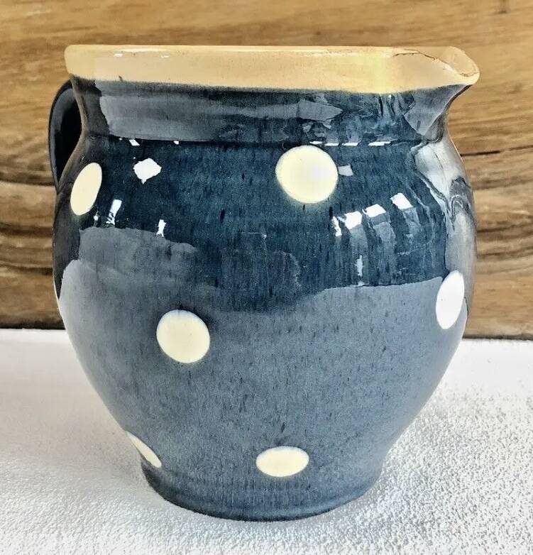 Blue Savoyard pitcher with polka dots