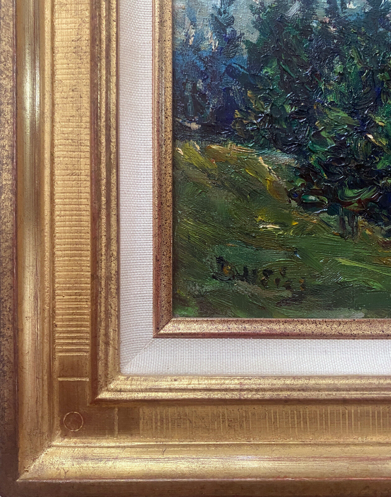 HST painting "Hilly landscape of the Jura" by Julien DURIEZ (1900-1993) 1954 + frame