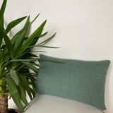 Coussin lin coton uni vert sauge