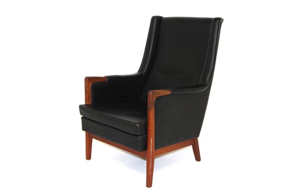 Fauteuil en cuir, Karl Erik Ekselius, Suède, 1960
