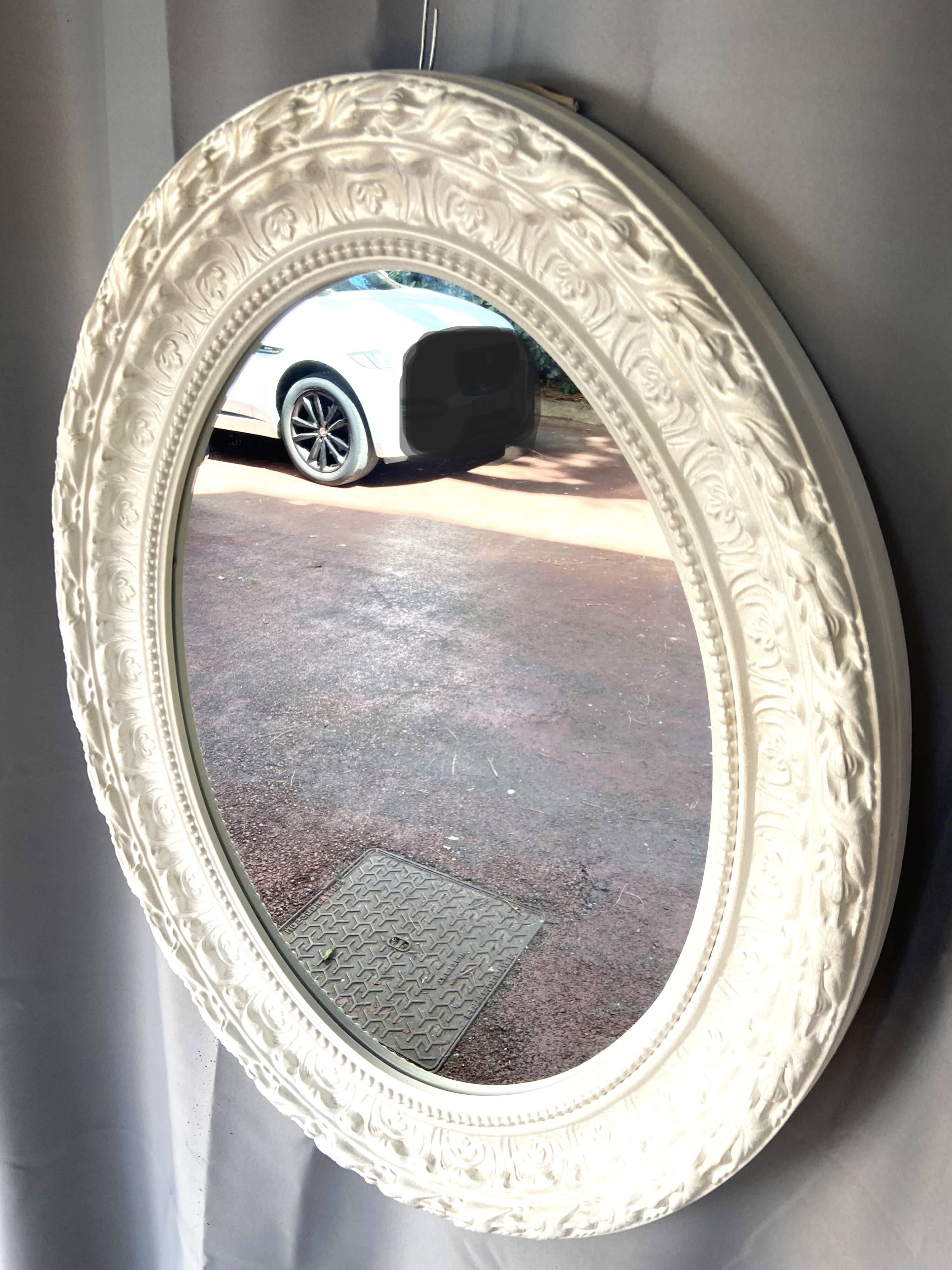 Large White Stucco Wooden Mirror Shabby Chic Baroque Decorative Art