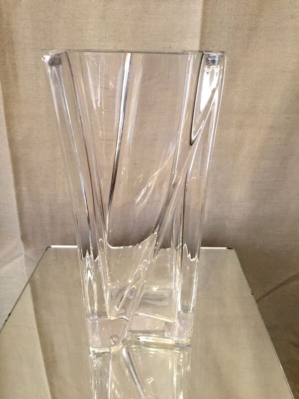 Vase rectangulaire en cristal de Daum années 1960 1970