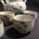 Service à thé vintage en grès six tasses et théière