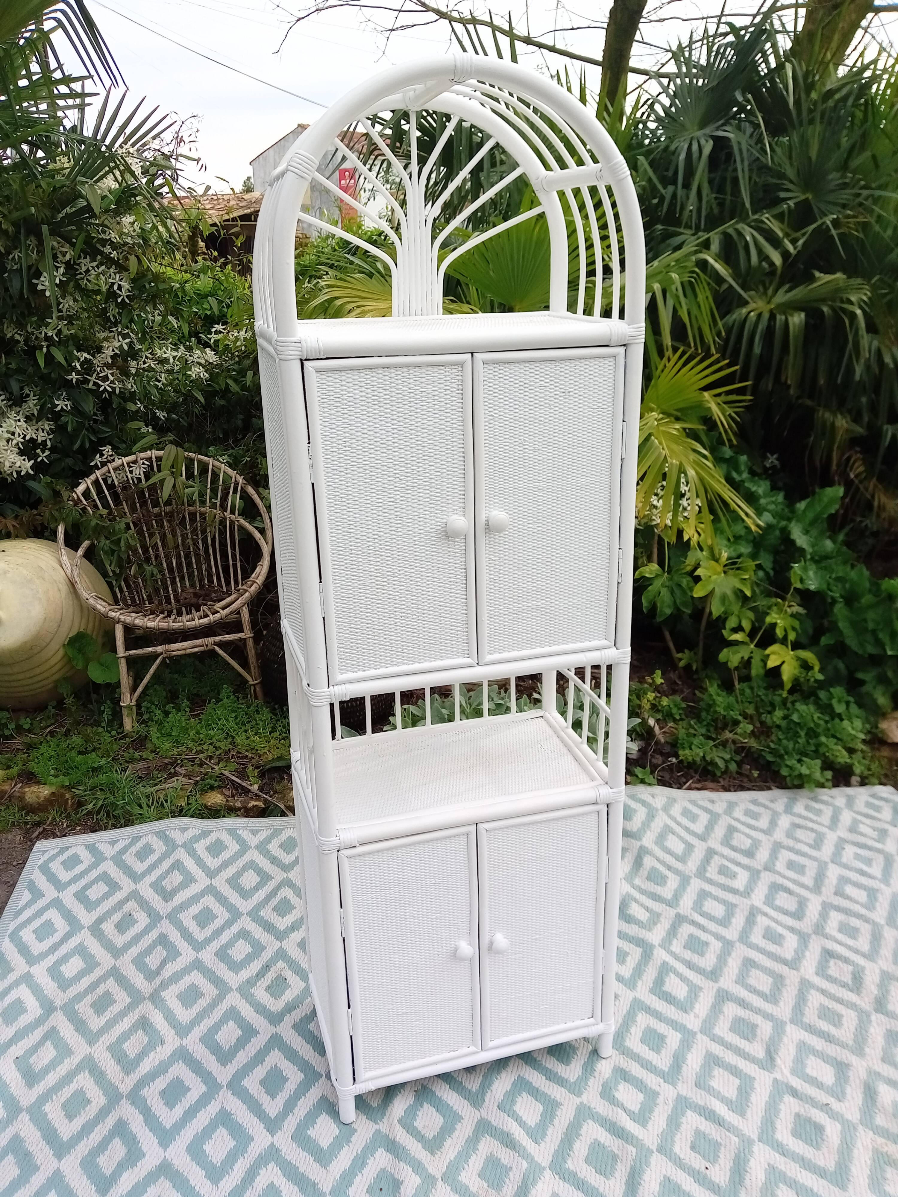 White rattan shelf