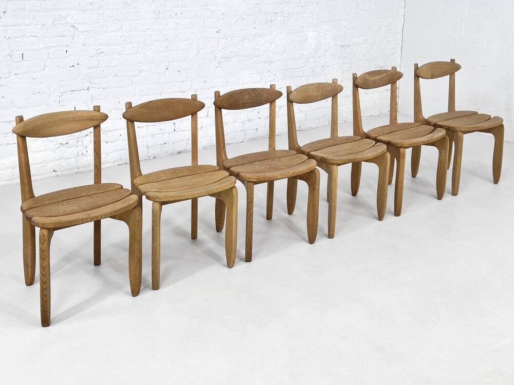 Oak Dining Chairs by Guillerme & Chambron