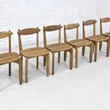 Oak Dining Chairs by Guillerme & Chambron