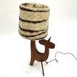 Wooden zoomorphic lampshade with wool lampshades, 70s