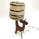 Wooden zoomorphic lampshade with wool lampshades, 70s