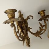 Patinated gilded bronze wall light