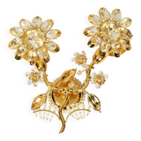1970s brass crystal glass floral wall lamp by Ernst Palme unused condition